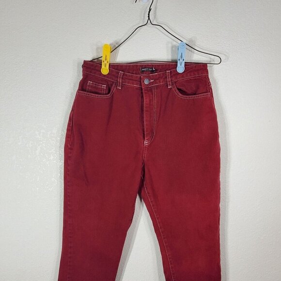 Nasty Gal Collection Womens Jeans Size 9 Cropped Denim Cranberry Red - Picture 4 of 12